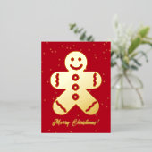 Cute gingerbrood met gouden briefkaarten voor kers (Staand Voorkant)