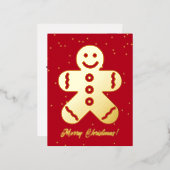 Cute gingerbrood met gouden briefkaarten voor kers (Voorkant / Achterkant)