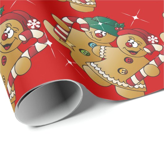 Cute Gingerbrood met kerstparen Cadeaupapier (Rol Hoek)