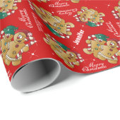 Cute Gingerbrood met kerstparen Cadeaupapier (Rol Hoek)