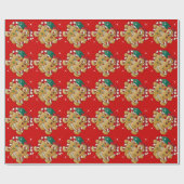 Cute Gingerbrood met kerstparen Cadeaupapier (Vlak)