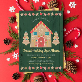 Cute Gingerbrood Open House Green Rustige Kerstmis Kaart