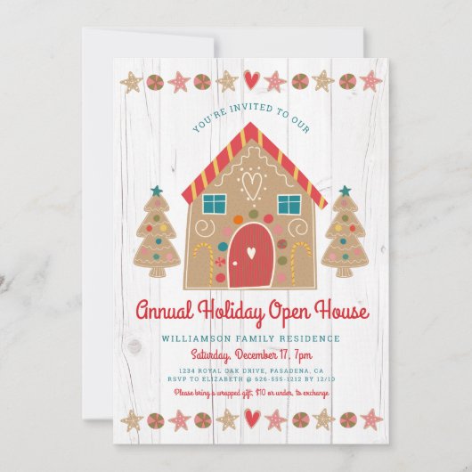Cute Gingerbrood Open House Rustige kerstfeestdag Kaart (Voorkant)