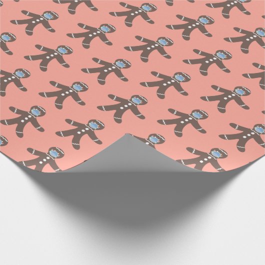 Cute Gingerbrood Pattern Pastel Kerstmis Cadeaupapier (Hoek)