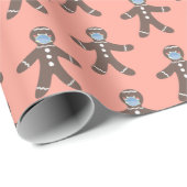 Cute Gingerbrood Pattern Pastel Kerstmis Cadeaupapier (Rol Hoek)