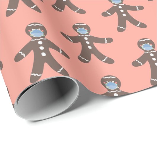 Cute Gingerbrood Pattern Pastel Kerstmis Cadeaupapier (Rol Hoek)