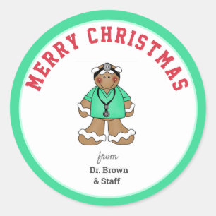 Cute Gingerbrood Specialized Doctor en Personeel Ronde Sticker
