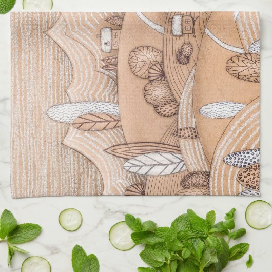 Cute Gingerbrood Village Artwork | Keukenhanddoek (Gevouwen)