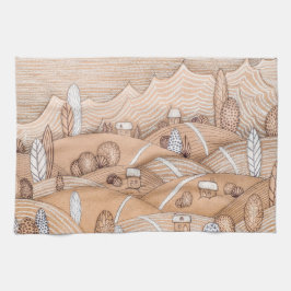 Cute Gingerbrood Village Artwork | Keukenhanddoek