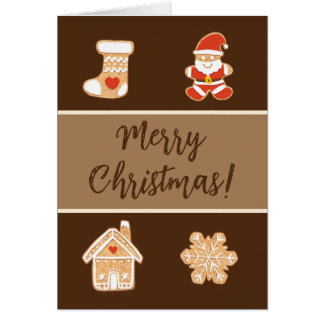 Cute gingerbrood vintonage-kerstkaart