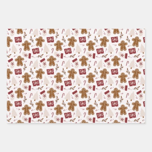 Cute Gingerbrood voor heren en kerstballen Inpakpapier Vel (Voorkant)