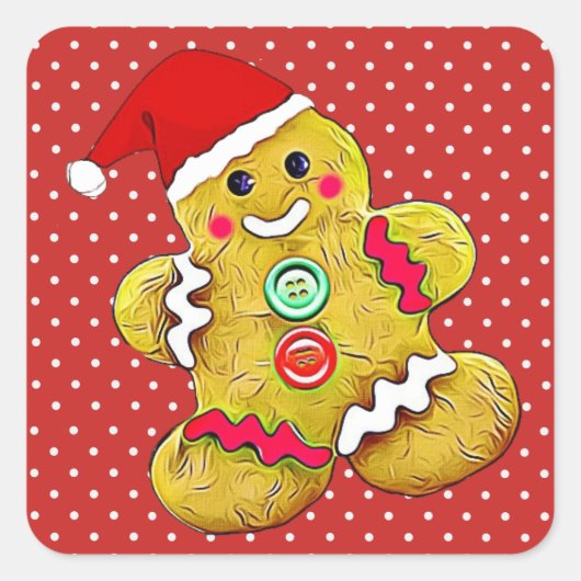 Cute Gingerbrood voor kerstmis Vierkante Sticker (Voorkant)