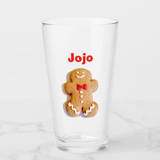 Cute Gingersnap Gingerbrood Man Red Holiday 4Jojo Glas (Voorkant)