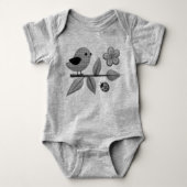Cute Gingham Bird and Ladybug Garden Art Romper (Voorkant)
