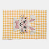 Cute Gingham Bunny Pink Heart Glasses  Theedoek (Horizontaal)