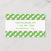 Cute Gingham Business of Contact Kaarten Visitekaartje (Achterkant)