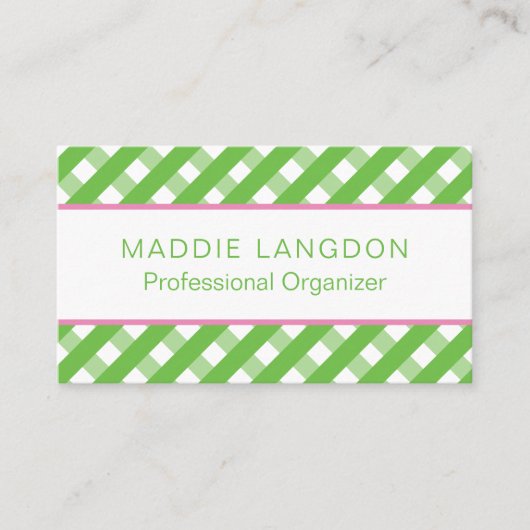 Cute Gingham Business of Contact Kaarten Visitekaartje (Voorkant)