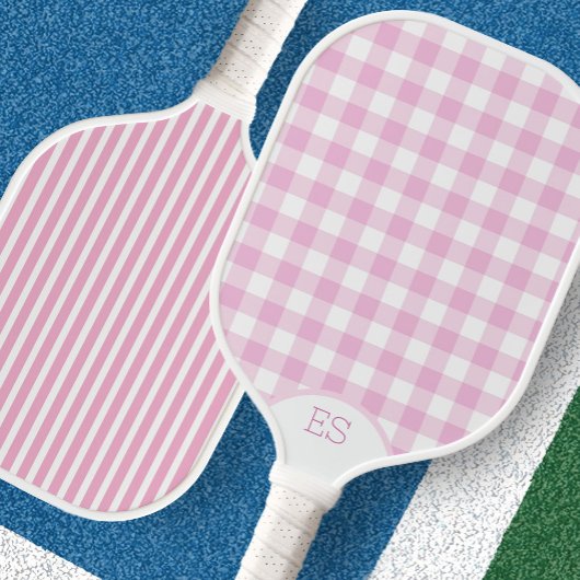 Cute gingham en streep roze pickleball-paddle pickleball paddle