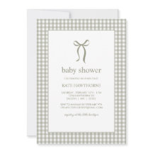 Cute Gingham Groene Strik Neutraal Baby Shower