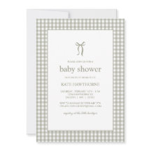 Cute Gingham Groene Strik Neutraal Baby Shower