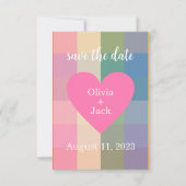 Cute Gingham Heart Save the Date (Voorkant)