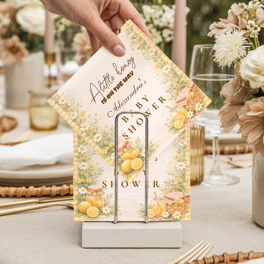 Cute Gingham Honey Bee Baby Shower Servet