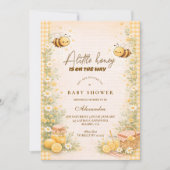 Cute Gingham Honingbij Baby Shower Kaart (Voorkant)