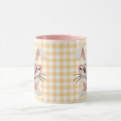 Cute Gingham Konijn Roze Hart Bril  Mok (Midden)