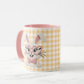 Cute Gingham Konijn Roze Hart Bril  Mok (Voorkant links)