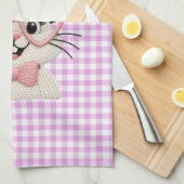Cute Gingham Konijn Roze Hart Bril  Theedoek (Quarter Fold)