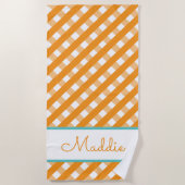 Cute Gingham Personalized Beach Towel Strandlaken (Voorkant)
