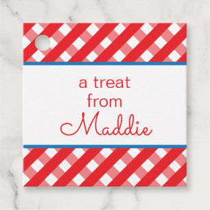 Cute Gingham Personalized Cft of Favor Tags Bedankjes Labels