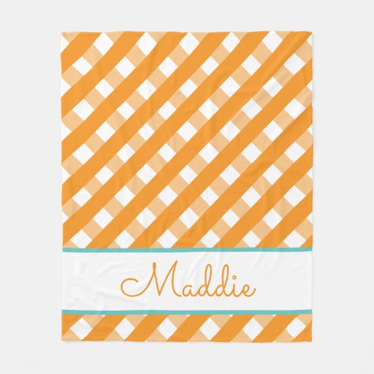 Cute Gingham Personalized Fleece Blanket (Voorkant)