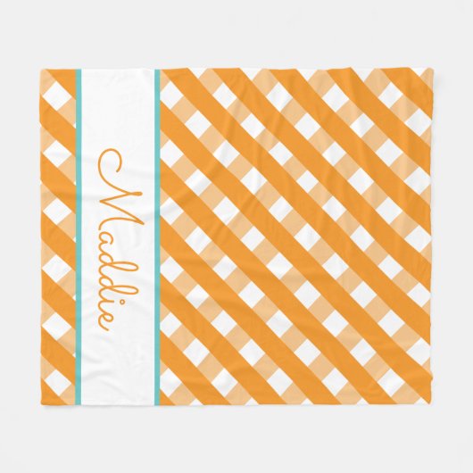 Cute Gingham Personalized Fleece Blanket (Voorkant (Horizontaal))