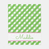 Cute Gingham Personalized Fleece Blanket (Voorkant)
