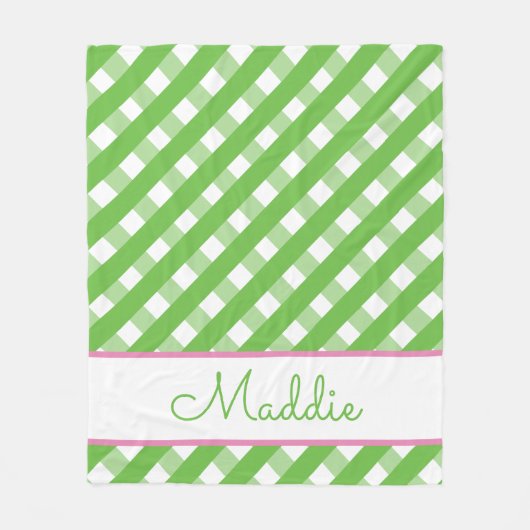 Cute Gingham Personalized Fleece Blanket (Voorkant)