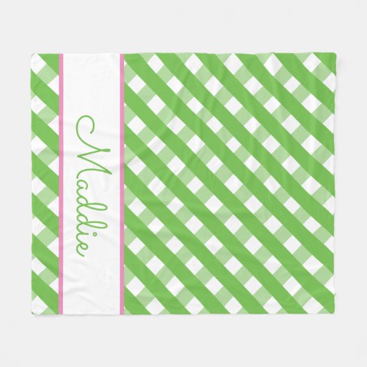 Cute Gingham Personalized Fleece Blanket Deken (Voorkant (Horizontaal))