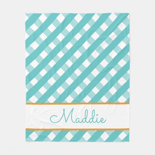 Cute Gingham Personalized Fleece Blanket Deken (Voorkant)