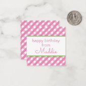 Cute Gingham Personalized Gift Enclosure Kaarten Notitiekaartje (Voorkant / Achterkant in situ)