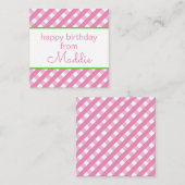 Cute Gingham Personalized Gift Enclosure Kaarten Notitiekaartje (Voorkant / Achterkant)