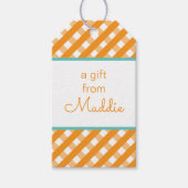 Cute Gingham Personalized Gift Labels Cadeaulabel (Voorkant)