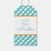 Cute Gingham Personalized Gift Labels Cadeaulabel (Voorkant)