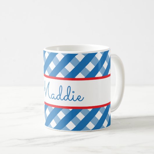 Cute Gingham Personalized Mug Koffiemok (Voorkant rechts)