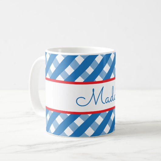 Cute Gingham Personalized Mug Koffiemok (Voorkant links)