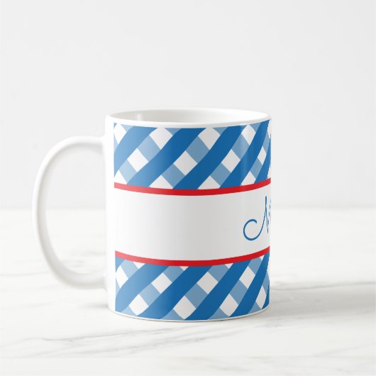 Cute Gingham Personalized Mug Koffiemok (Links)