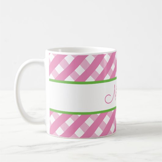 Cute Gingham Personalized Mug Koffiemok (Links)