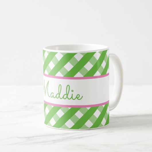 Cute Gingham Personalized Mug Koffiemok (Voorkant rechts)