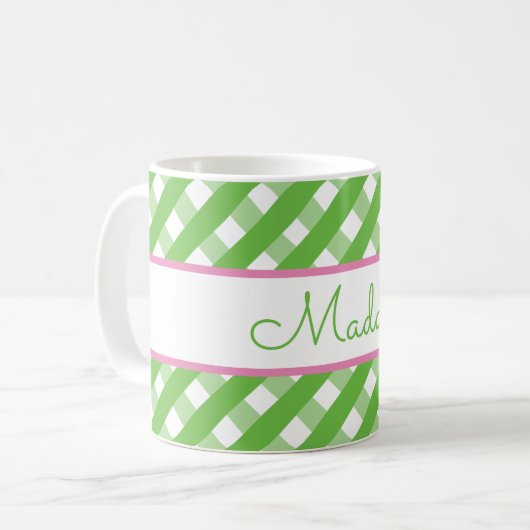 Cute Gingham Personalized Mug Koffiemok (Voorkant links)