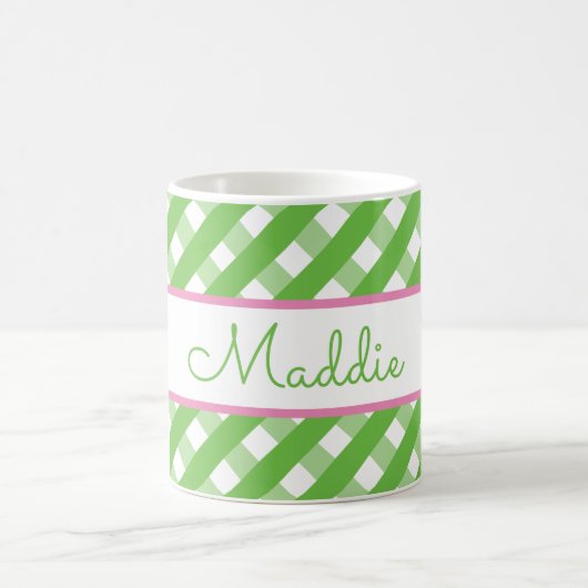 Cute Gingham Personalized Mug Koffiemok (Center)