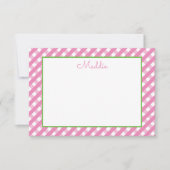 Cute Gingham Personalized Note Cards Bedankkaart (Voorkant)